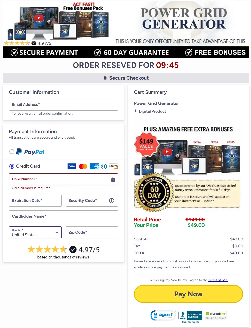 Power Grid Generator Cart Section